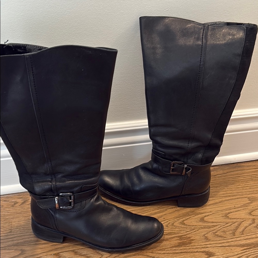 Black Blondo Leather Knee-High Boots